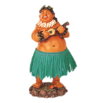 New Hawaii Dashboard Hula Doll Green Skirt Dancer Girl With Flower # 40605 