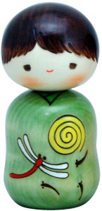 Yantya Dragonfly Made in Japan Japanese Creative KOKESHI Wooden Doll Boy 4.5"H 