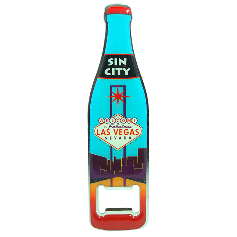Las Vegas Magnetic Bottle Opener Bar Red Beer Magnet Soda Pop Metal Sin City 