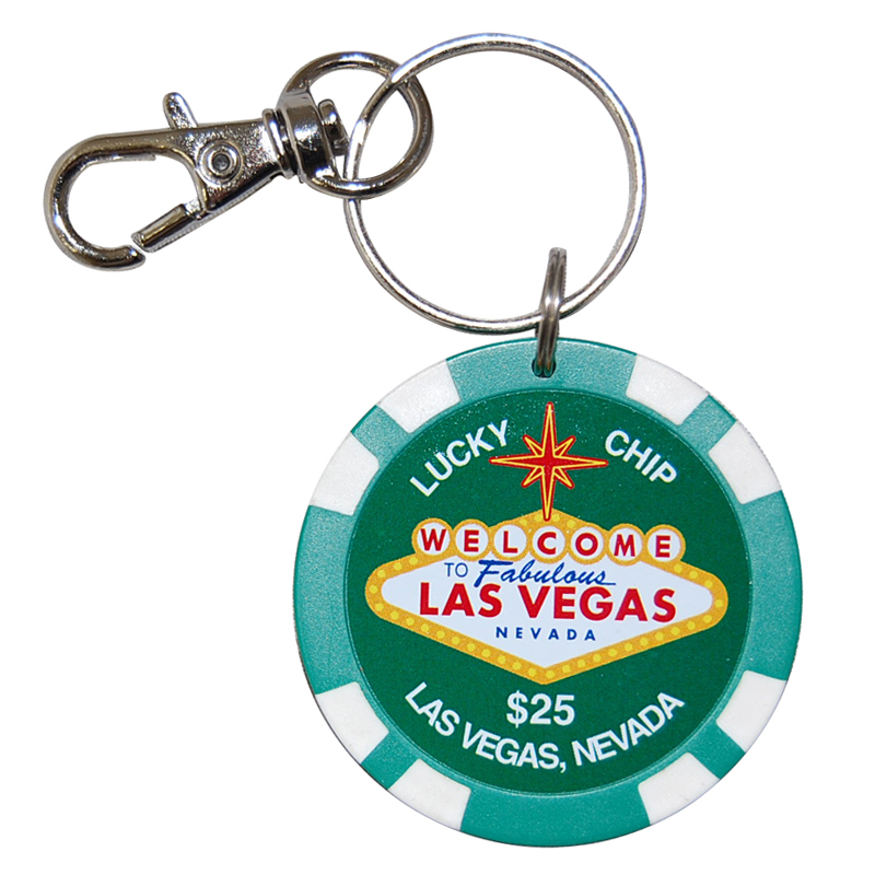 Double Six Las Vegas $5000 Green Casino Poker Chip Keyring 