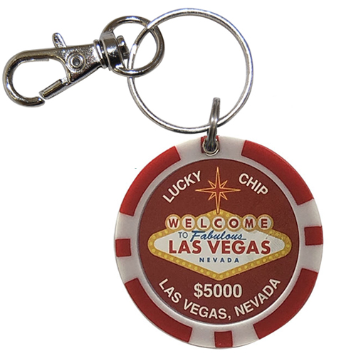 New Welcome to Fabulous Las Vegas Black $5000 Poker Chip Key Ring Keychain G2 