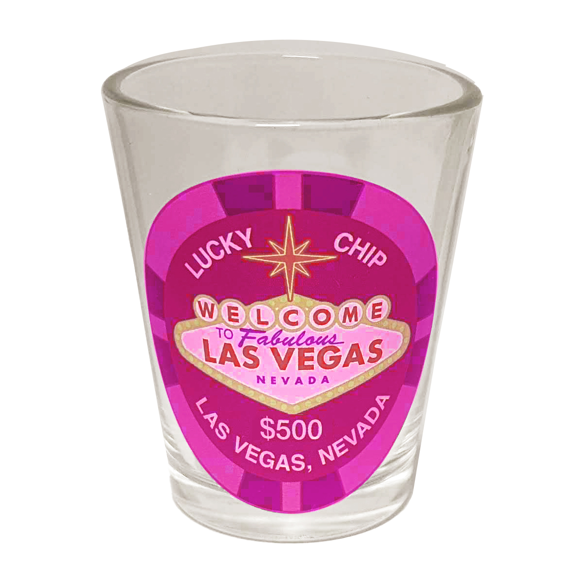 Las Vegas $500 Lucky Poker Chip Shot Glass