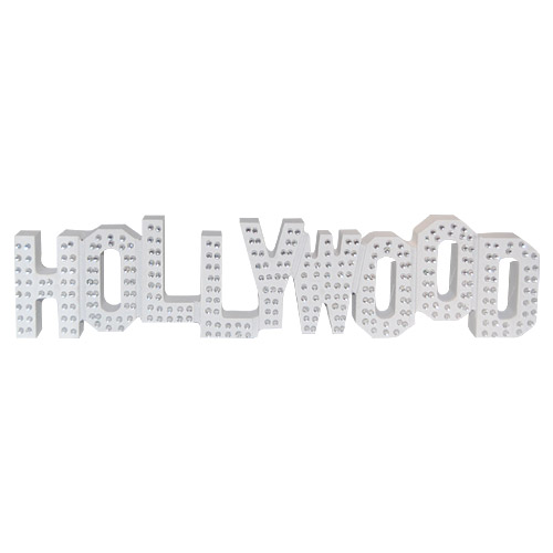 Hollywood Sign Replica with Rhinestones - White Wood, 8L