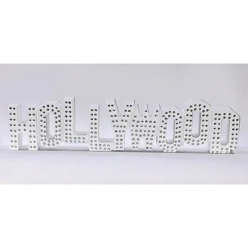 Hollywood Sign Replica with Rhinestones - White Wood, 8L, photo-1